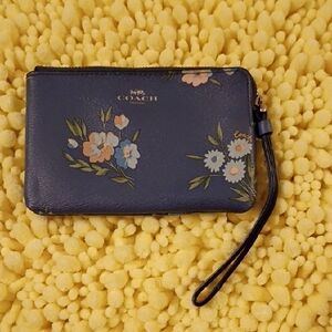 Coach Blue Floral Wristlet